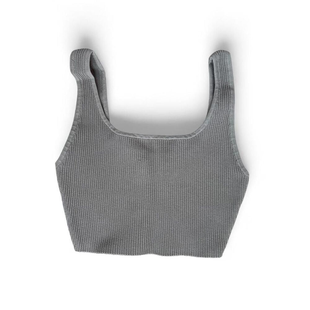 Aritzia Grey ribbed crop tank